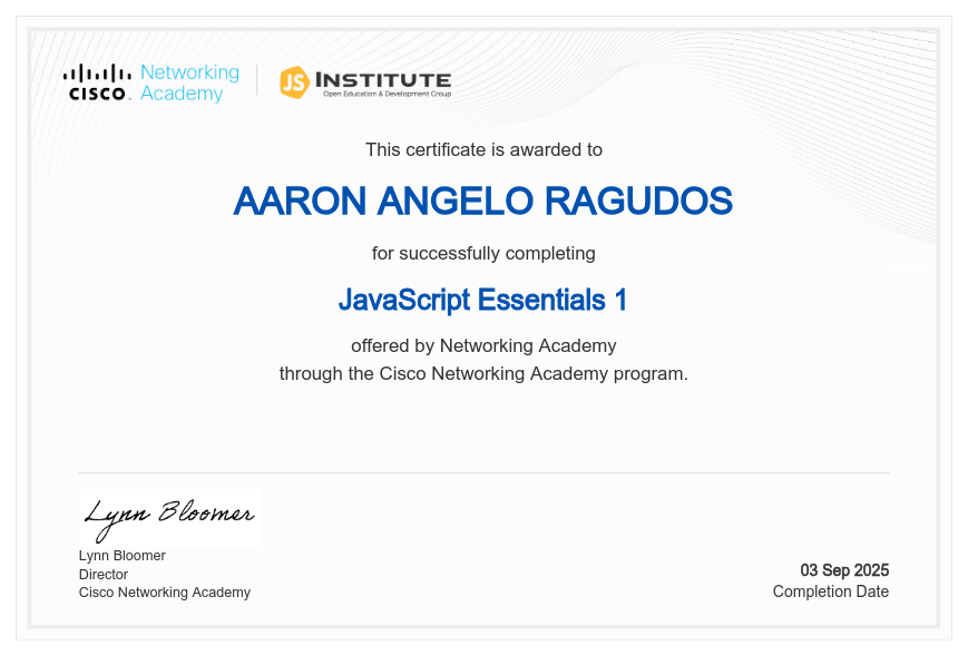 Cisco JavaScript Essentials 1