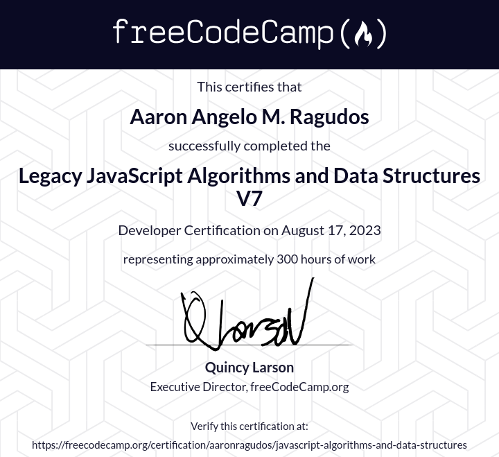 FreeCodeCamp Legacy JavaScript Algorithms and Data Structures V8