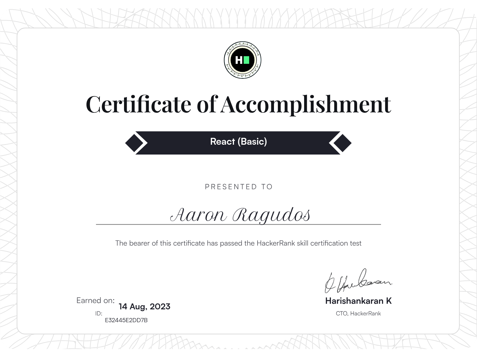 Hackerrank React Basics